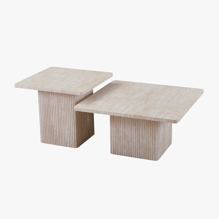 DOLSA Lot de 2 tables basses carrées couleur travertin