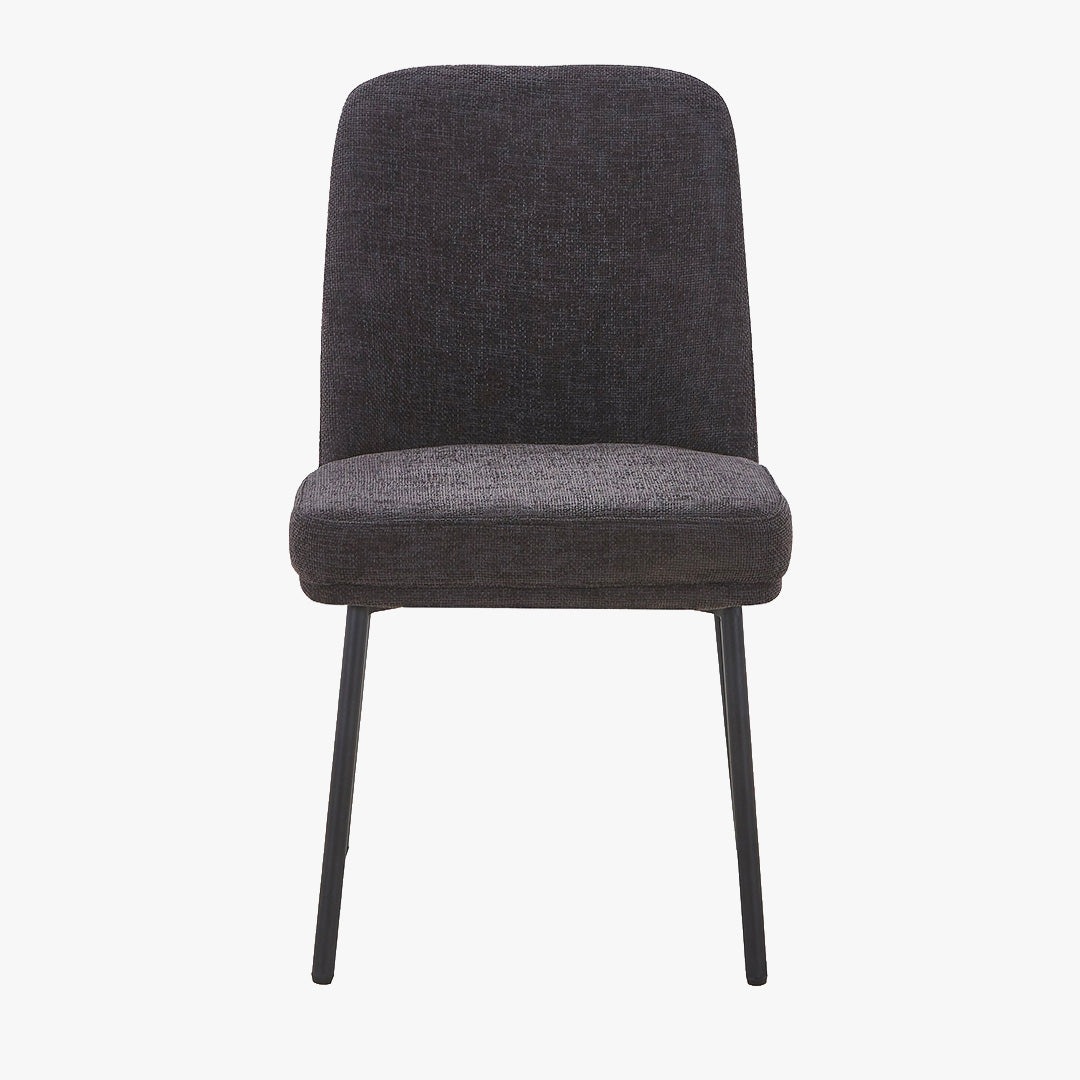 KAYNA Lot de 2 chaises en tissu gris foncé pieds en métal noir