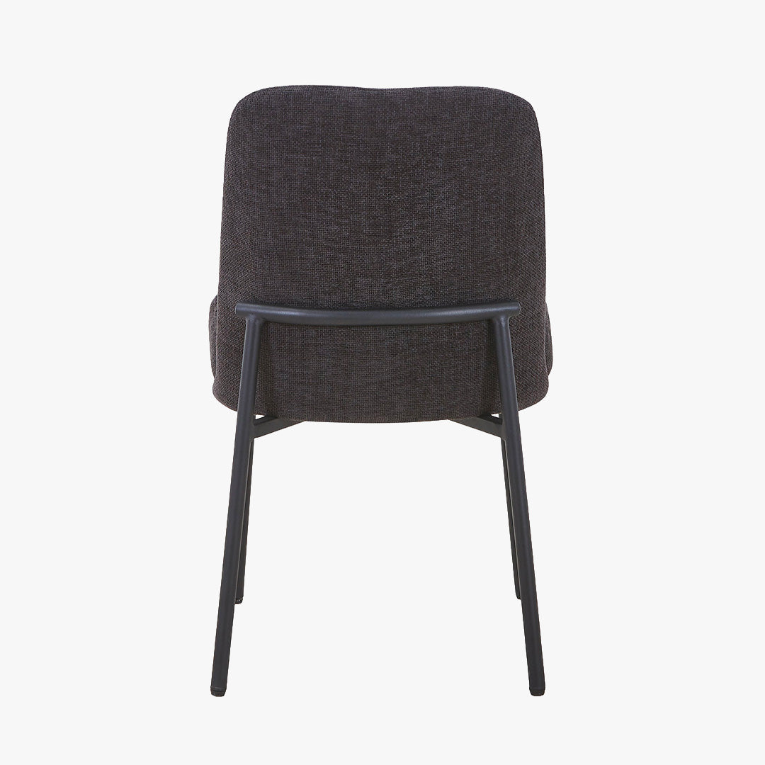 KAYNA Lot de 2 chaises en tissu gris foncé pieds en métal noir
