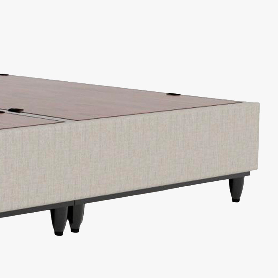 SAYA Lit coffre en tissu beige 180x200 cm
