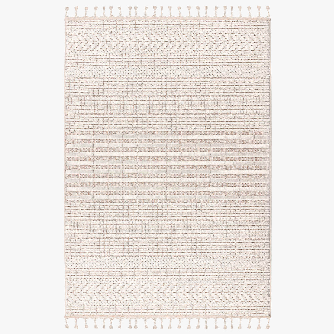 LUXOR Tapis tissé à franges écru - 160x230 cm