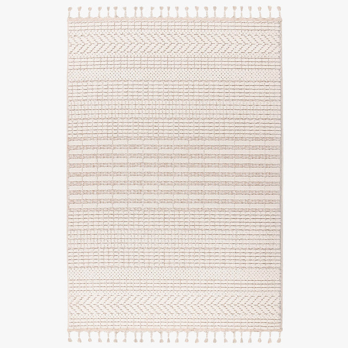 LUXOR Tapis tissé à franges écru - 160x230 cm