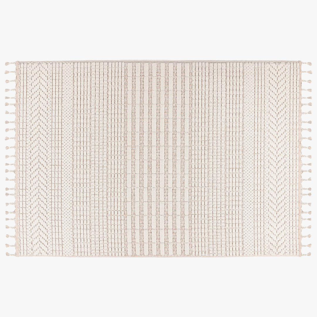 LUXOR Tapis tissé à franges écru - 160x230 cm