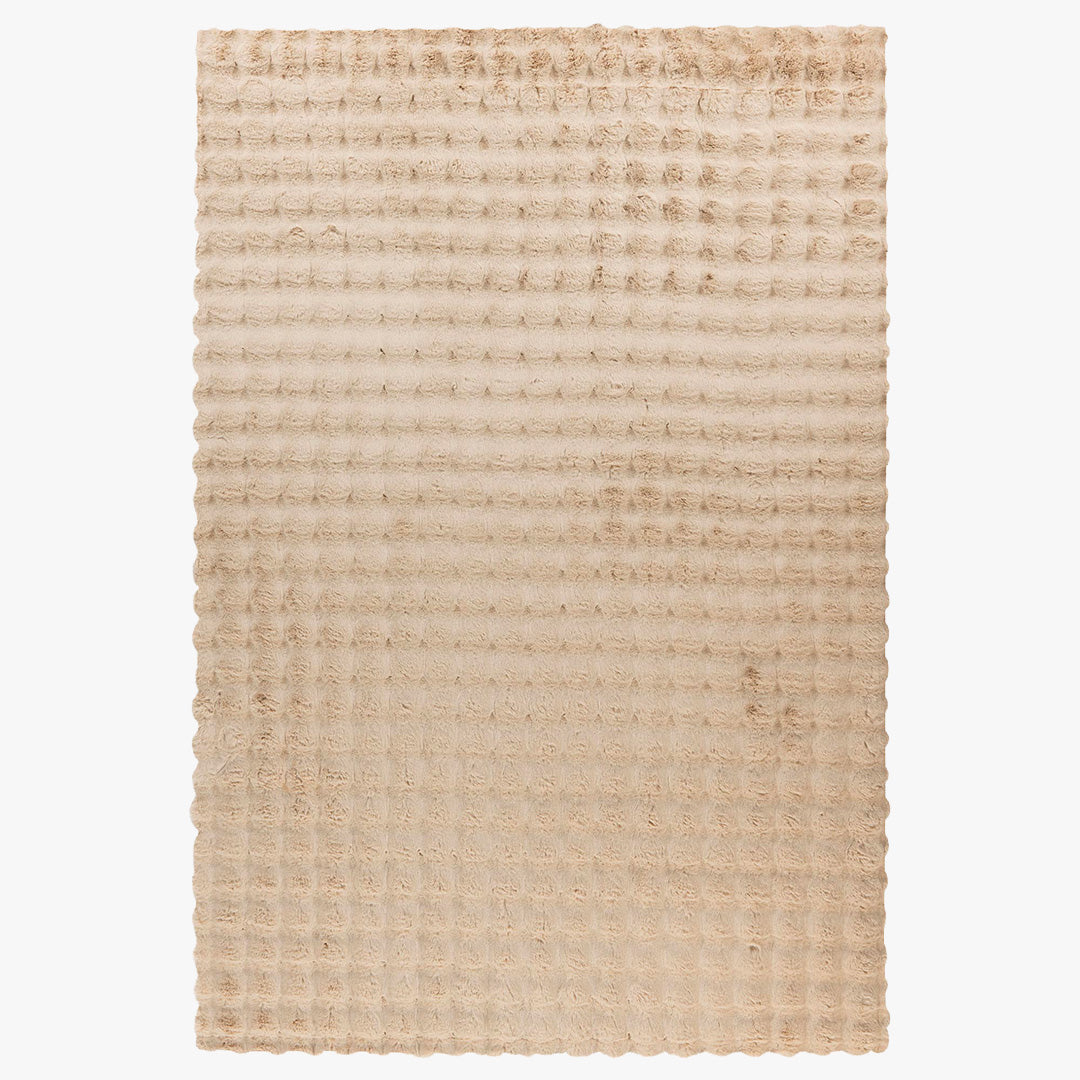 HARMONY Tapis en tissu doux à motif quadrillé beige - 80x150 cm