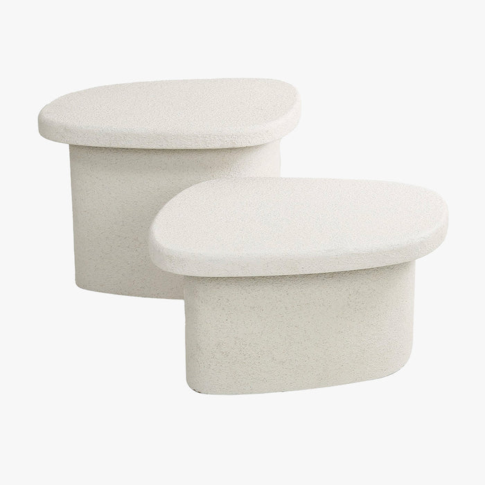 SANO Lot de 2 tables basses en marbre composite blanc