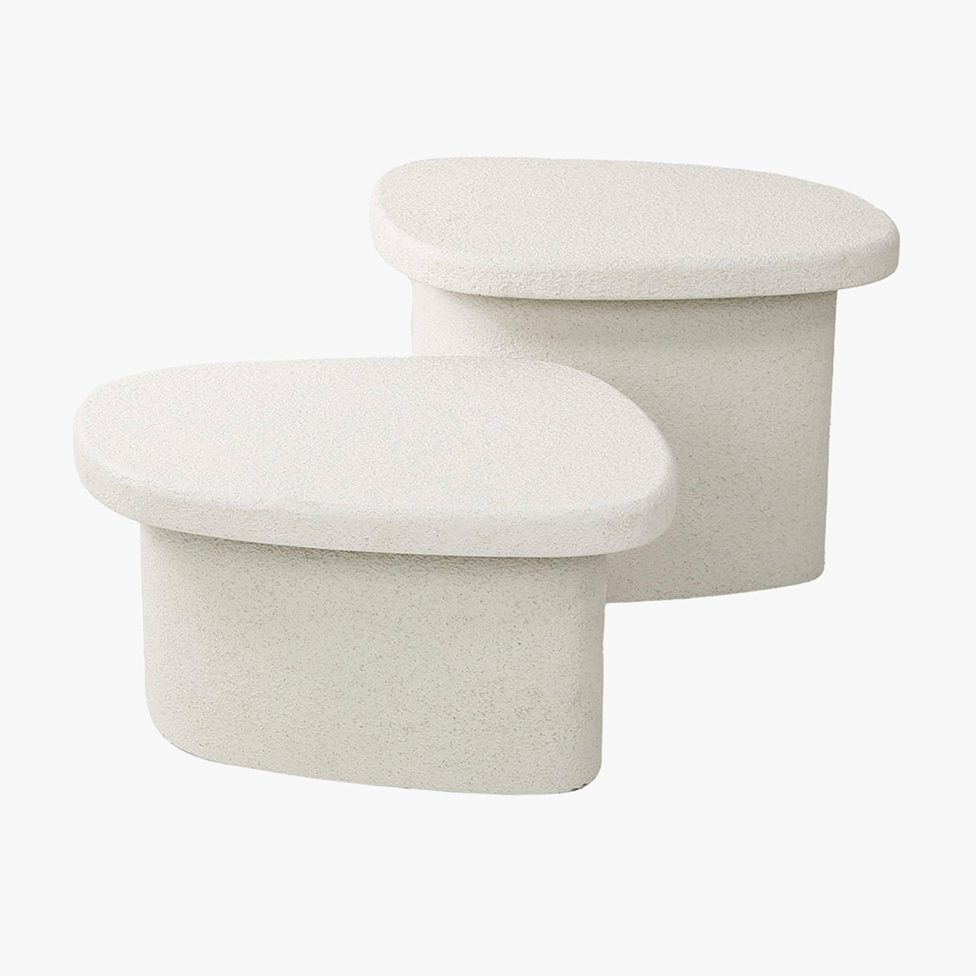 SANO Lot de 2 tables basses en marbre composite blanc