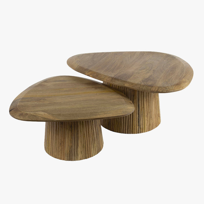 ALEA Lot de 2 tables basses en bois de manguier massif