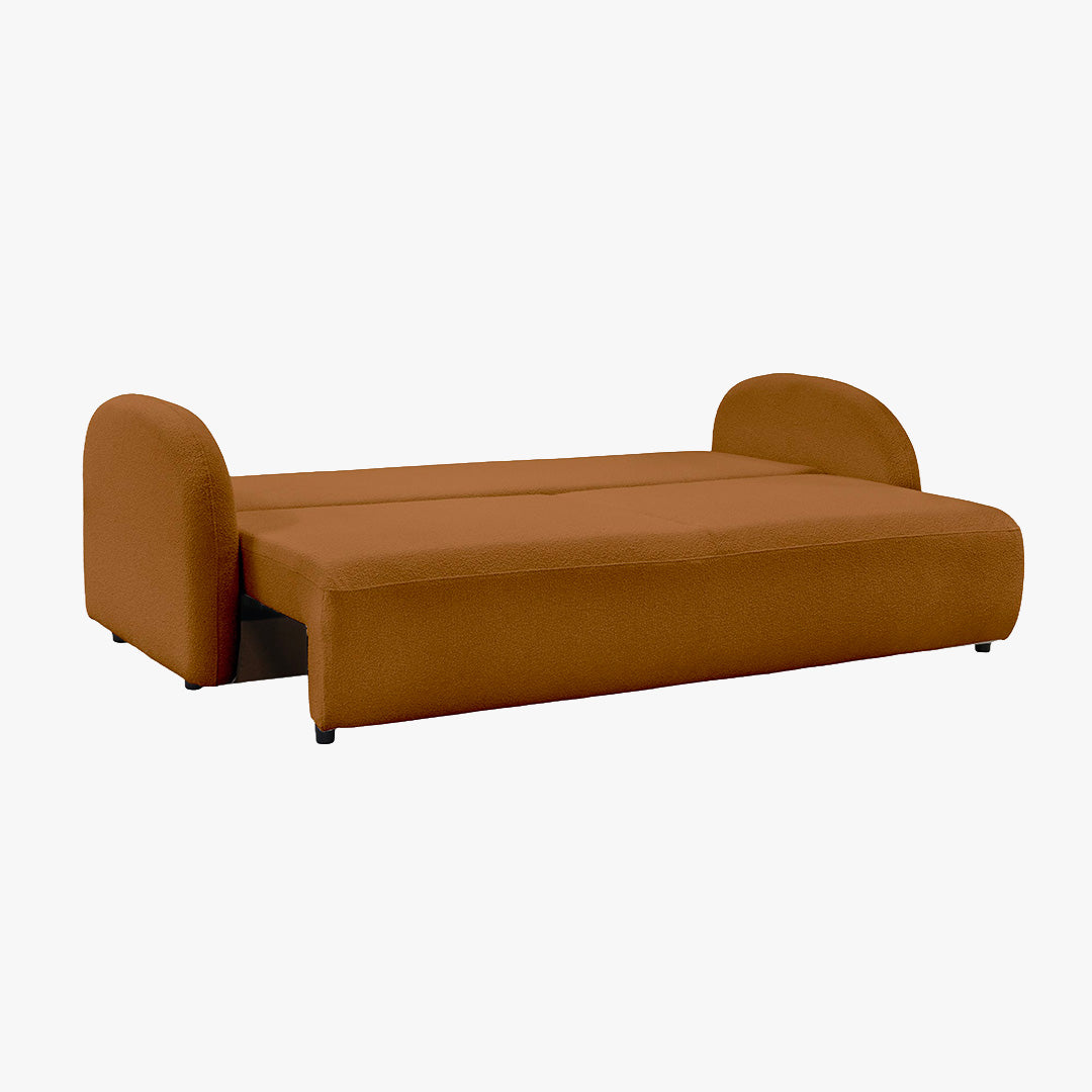 SYNA Canapé 3 places convertible en tissu bouclette orange
