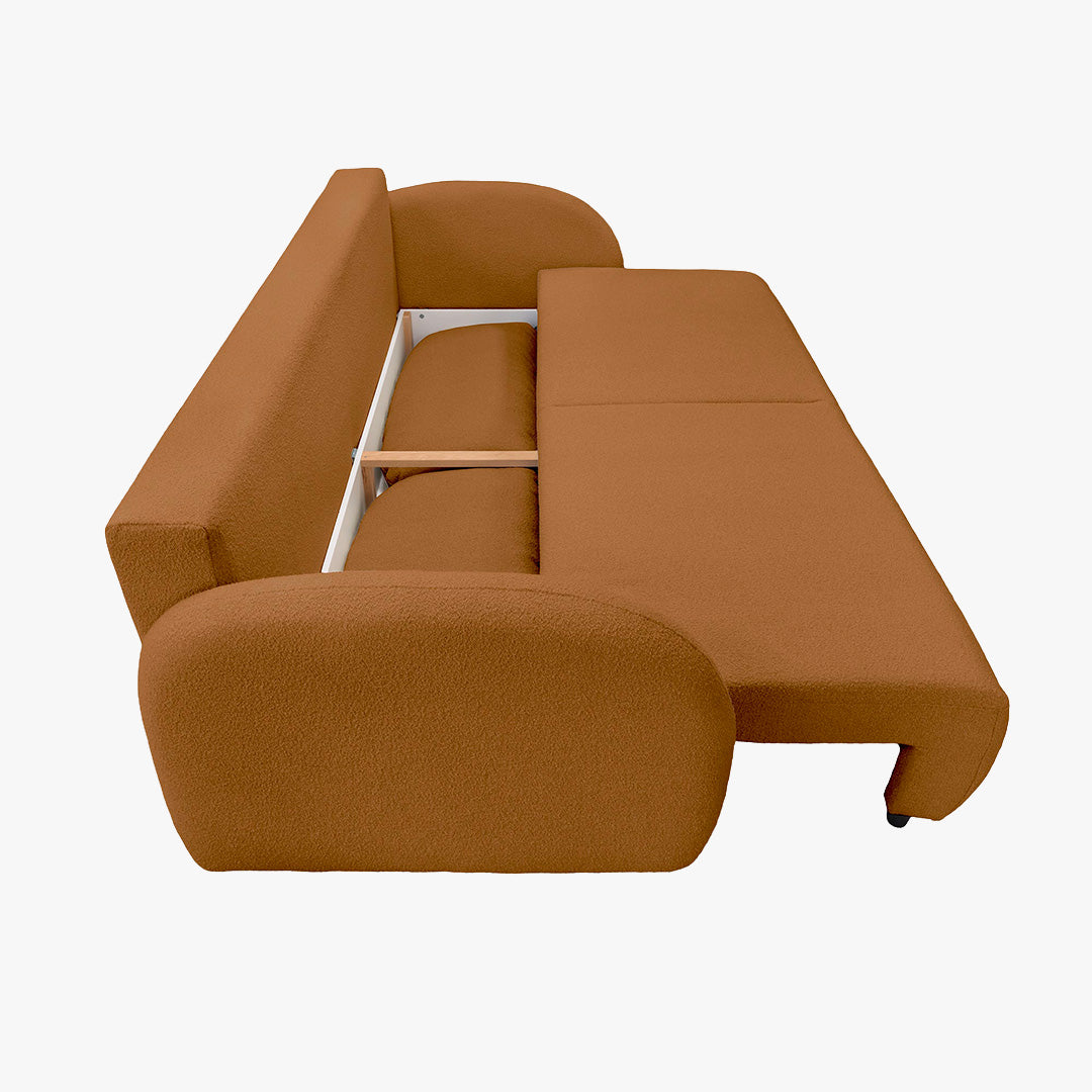SYNA Canapé 3 places convertible en tissu bouclette orange