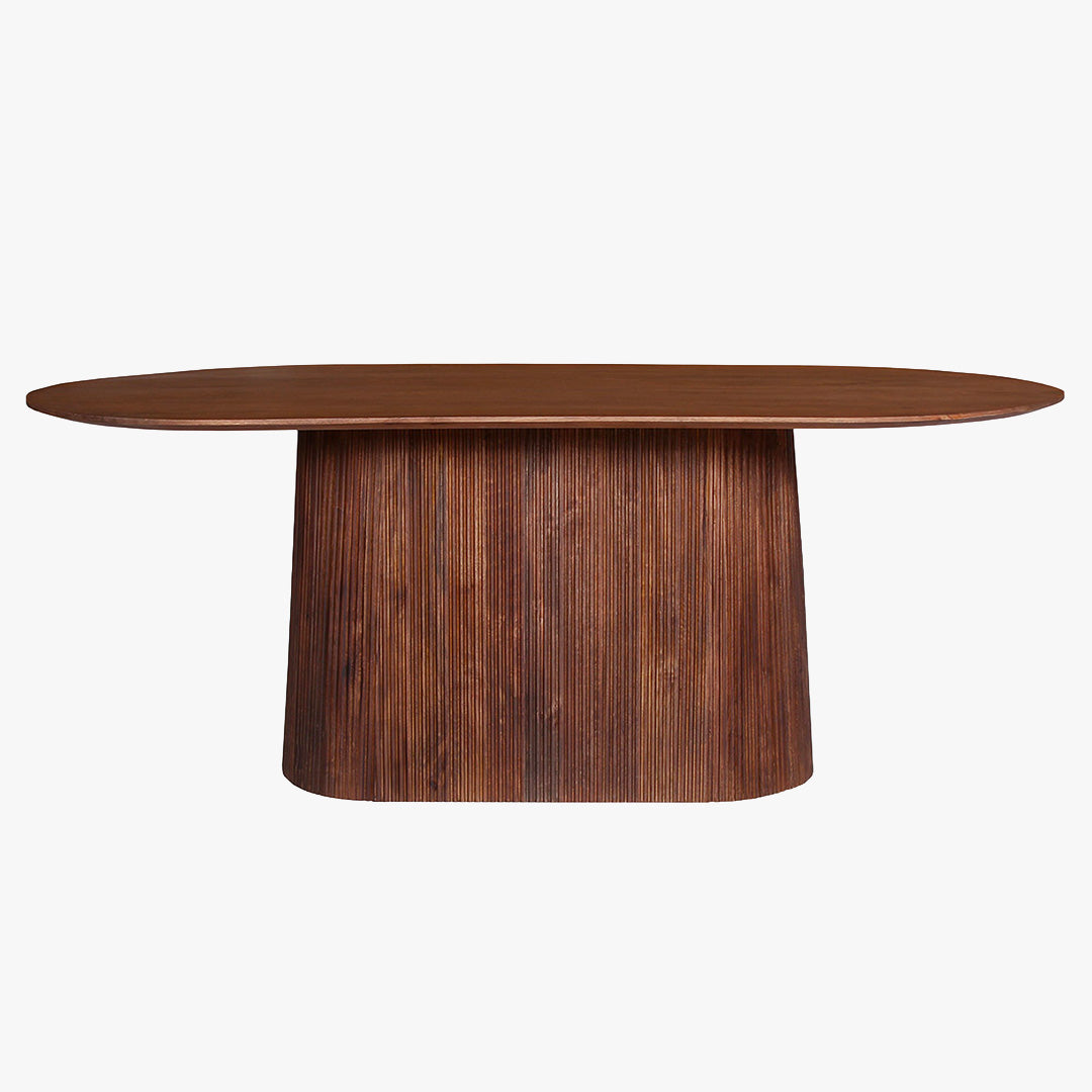 MIGUEL Table à manger ovale en bois de manguier brun clair 200 cm