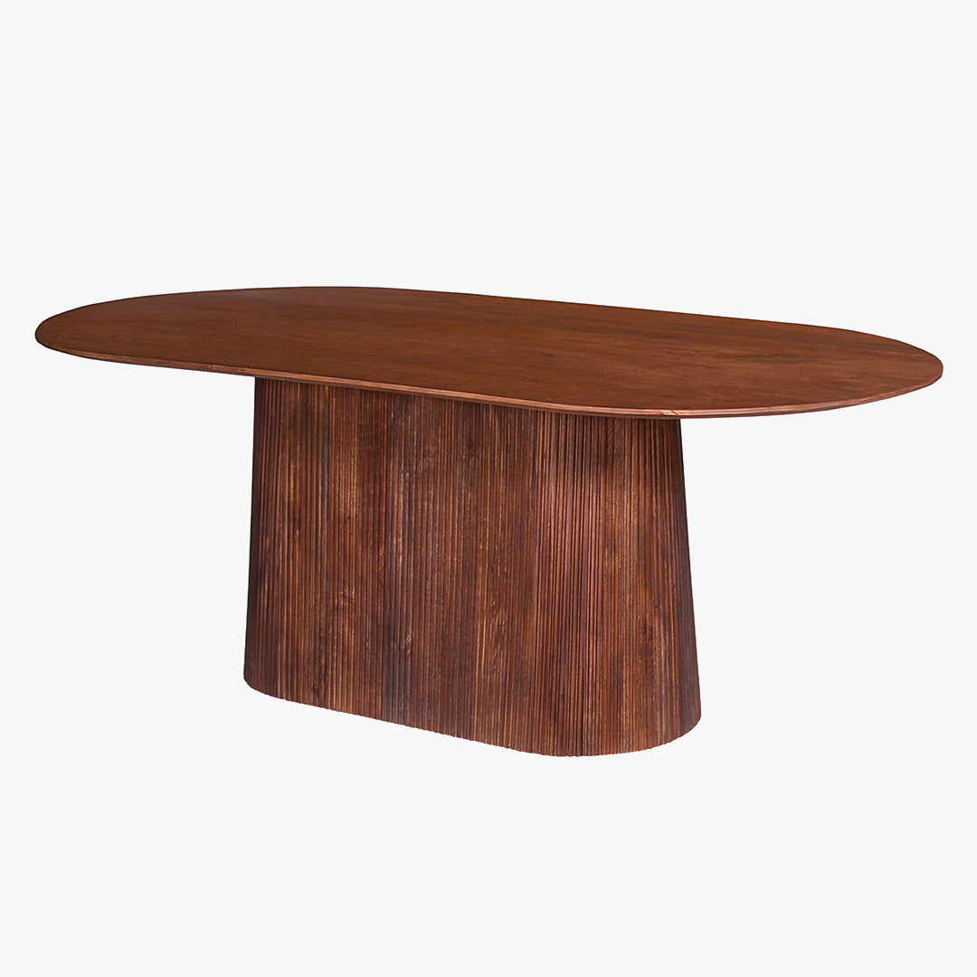 MIGUEL Table à manger ovale en bois de manguier brun clair 200 cm