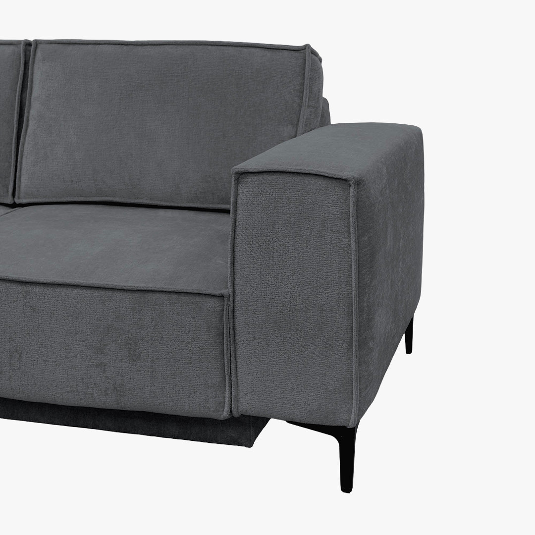 SAYLA Canapé d'angle convertible en tissu gris foncé - Angle gauche