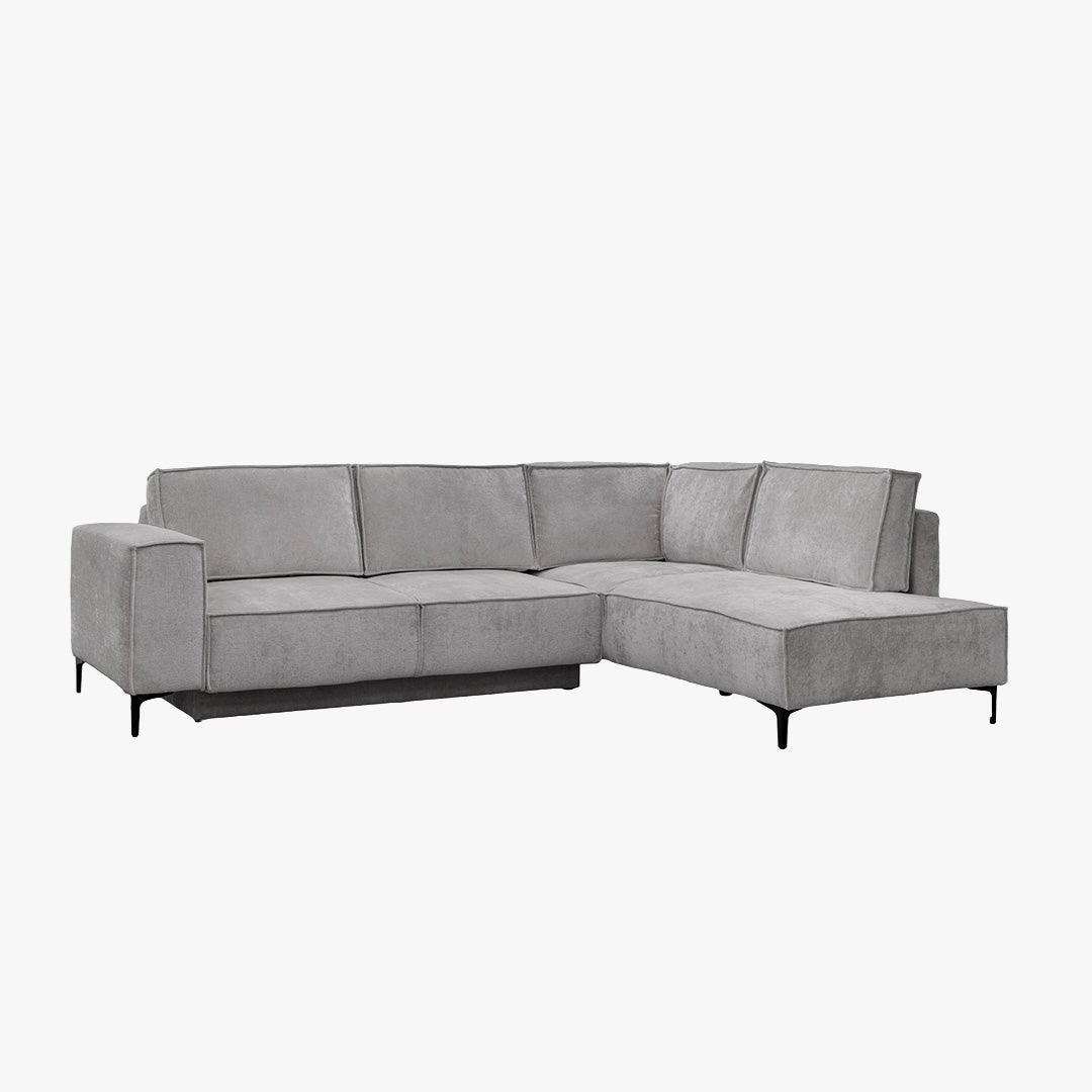SAYLA Canapé d'angle convertible en tissu gris clair - Angle droit