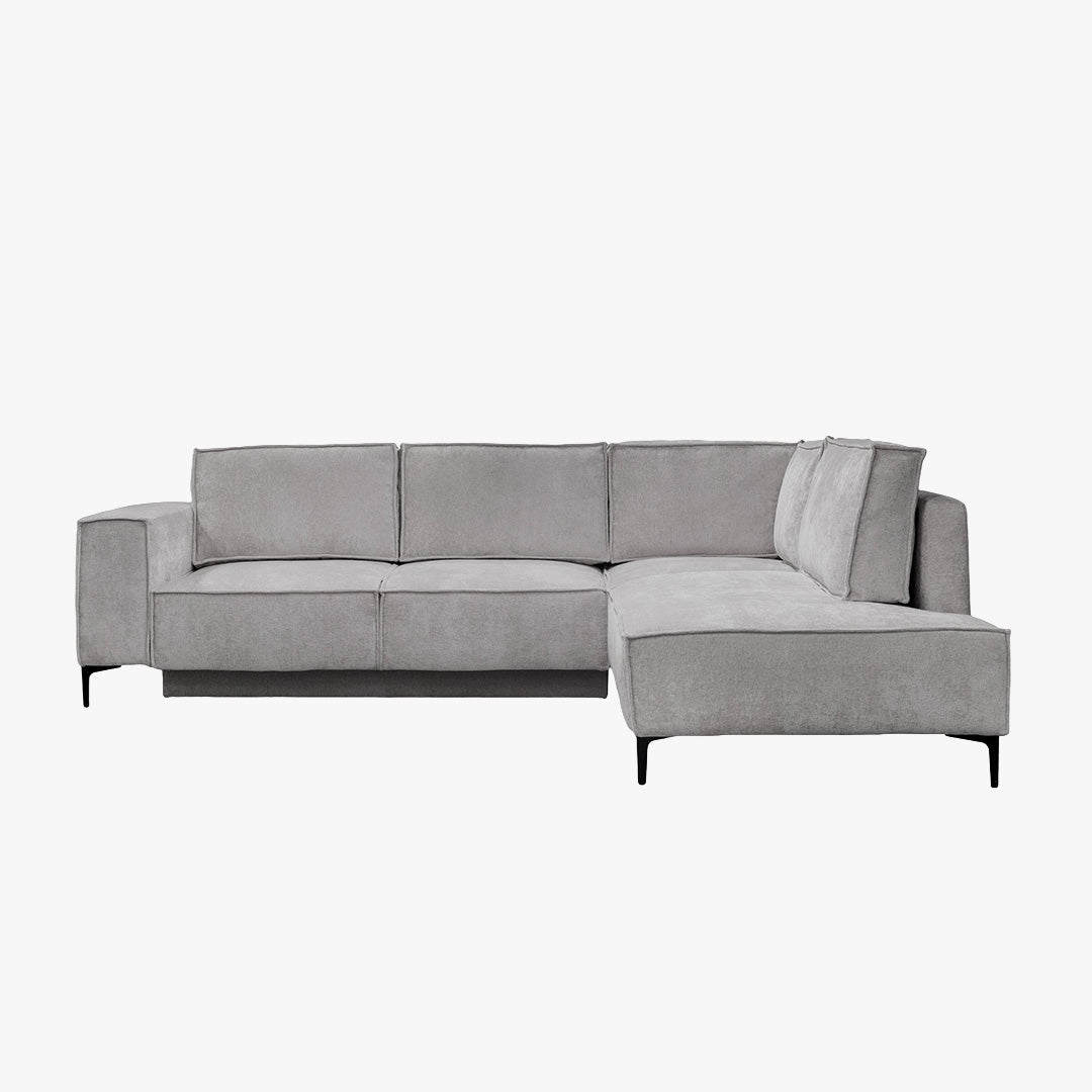 SAYLA Canapé d'angle convertible en tissu gris clair - Angle droit