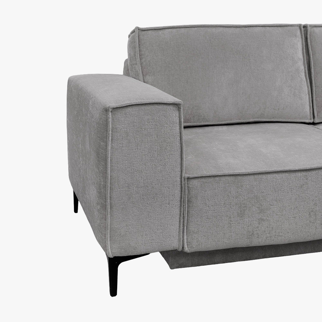 SAYLA Canapé d'angle convertible en tissu gris clair - Angle droit