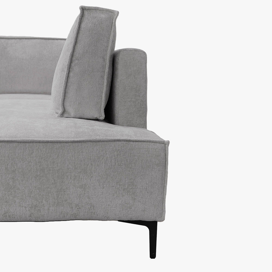 SAYLA Canapé d'angle convertible en tissu gris clair - Angle droit