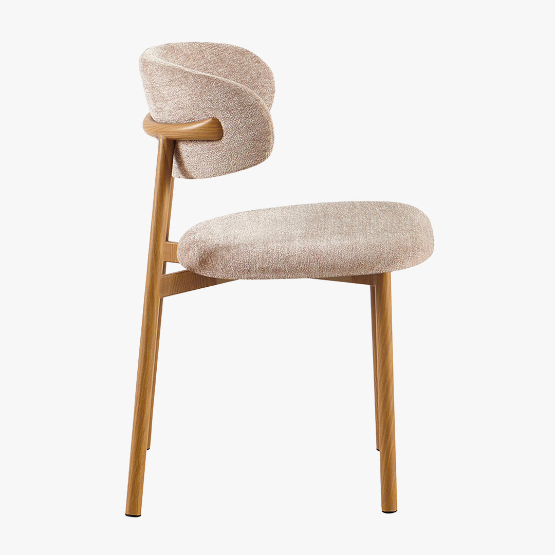 COCO Lot de 2 chaises en tissu taupe piètement en métal couleur bois