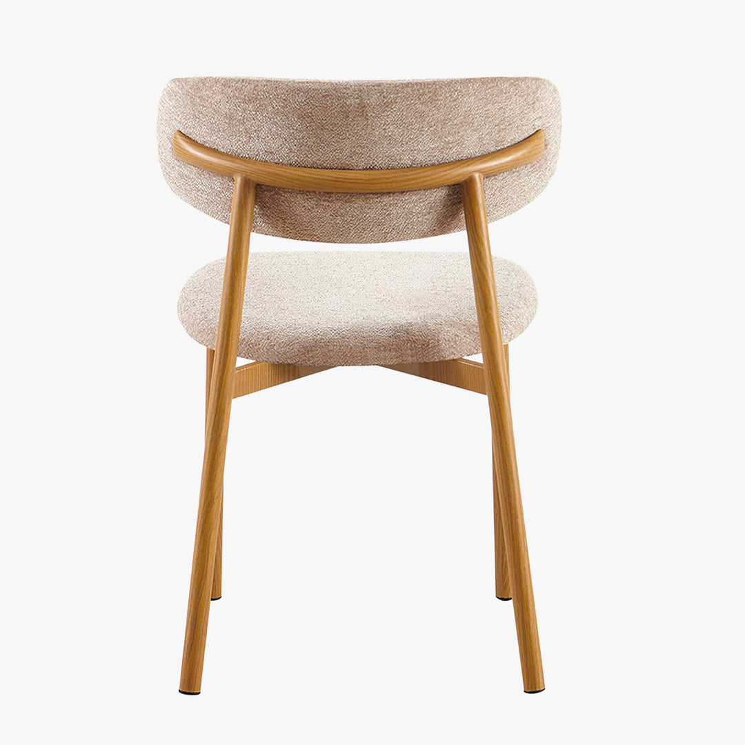 COCO Lot de 2 chaises en tissu taupe piètement en métal couleur bois