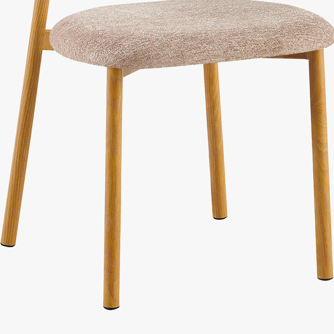 COCO Lot de 2 chaises en tissu taupe piètement en métal couleur bois