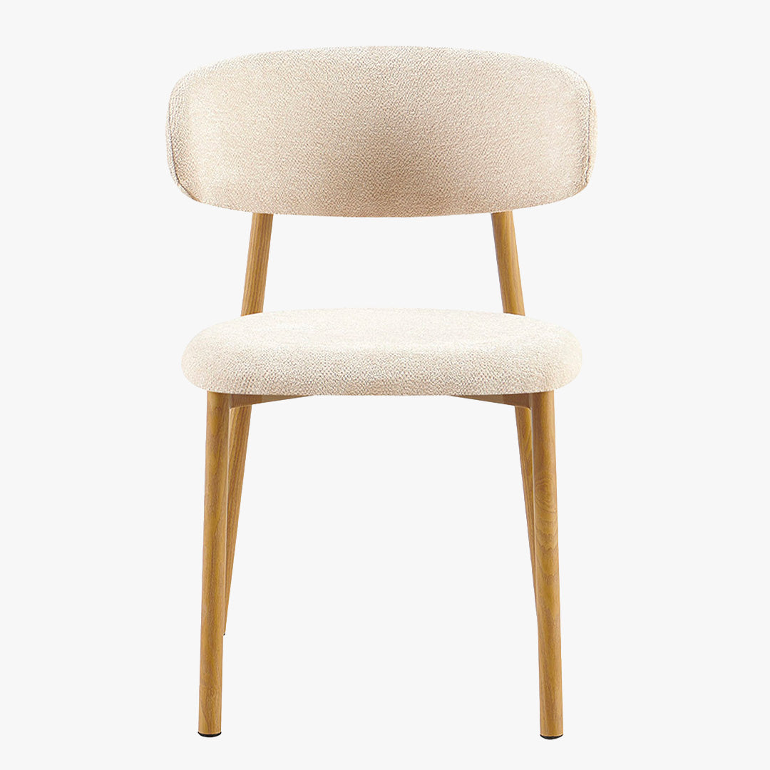 COCO Lot de 2 chaises en tissu beige piètement en métal couleur bois