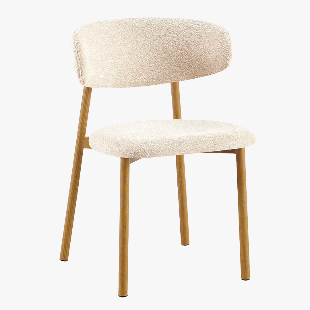 COCO Lot de 2 chaises en tissu beige piètement en métal couleur bois