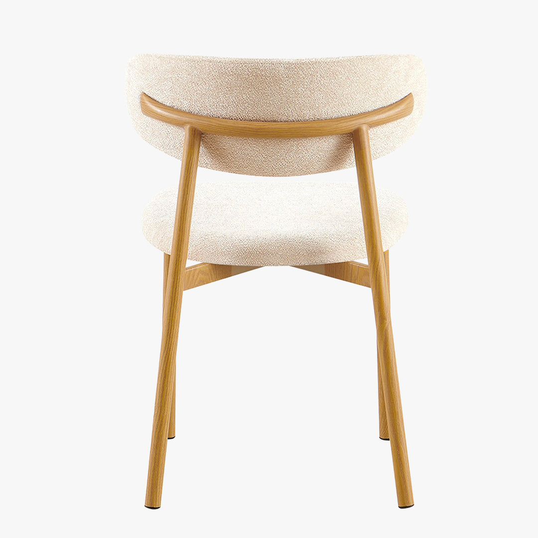 COCO Lot de 2 chaises en tissu beige piètement en métal couleur bois
