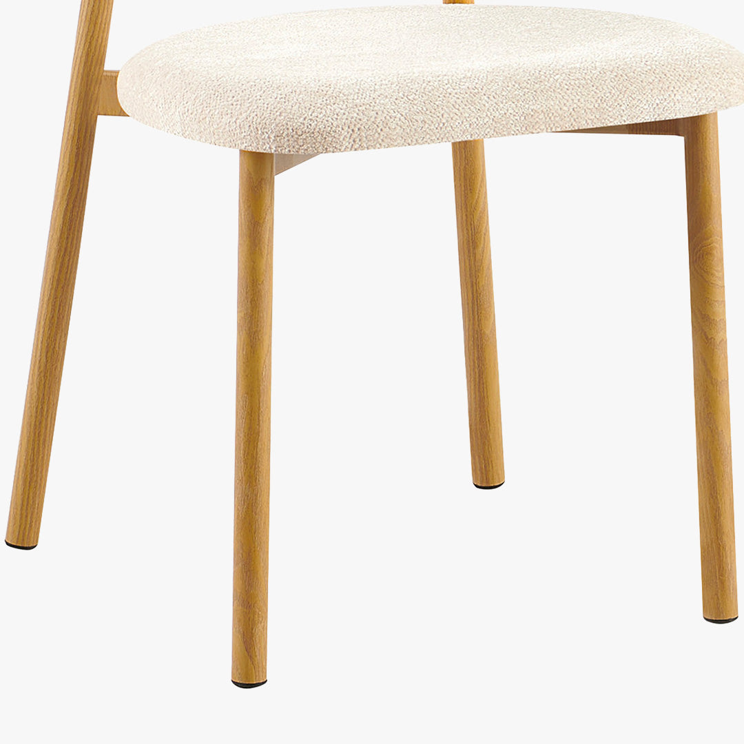 COCO Lot de 2 chaises en tissu beige piètement en métal couleur bois