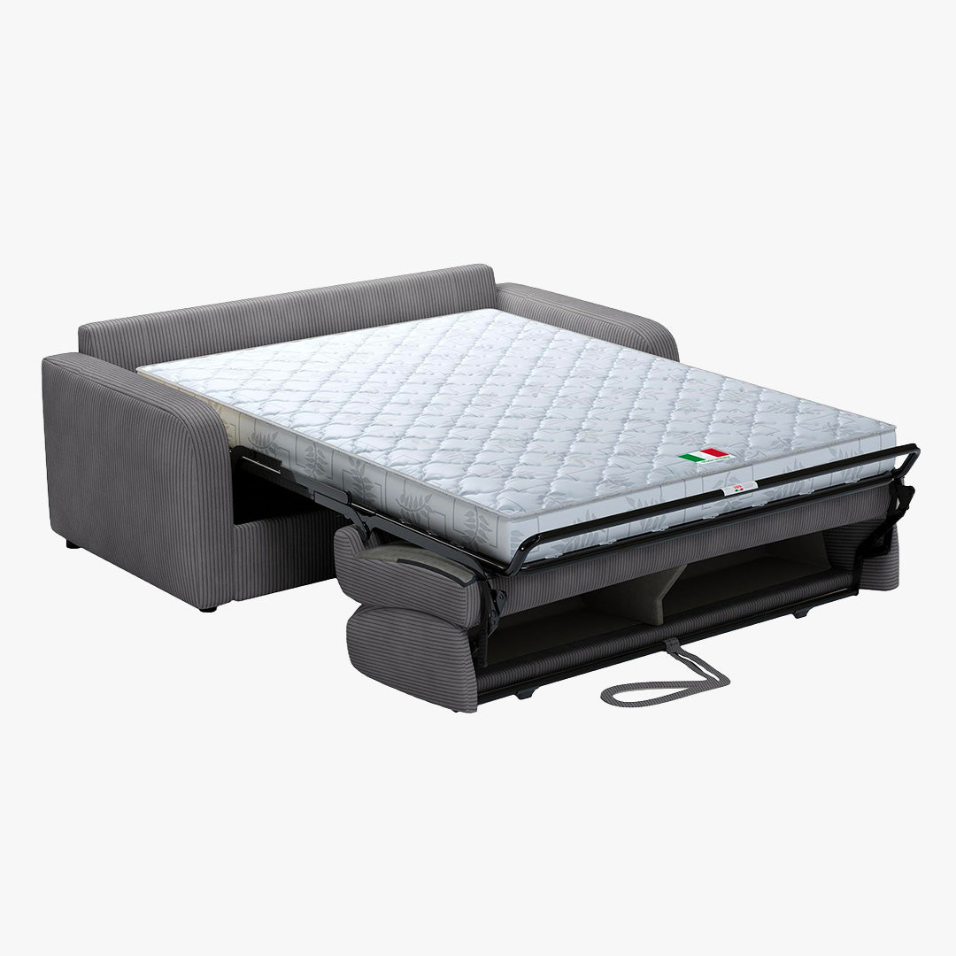 OLIVIER Canapé 3 places convertible en velours côtelé anthracite matelas Memory 14 cm