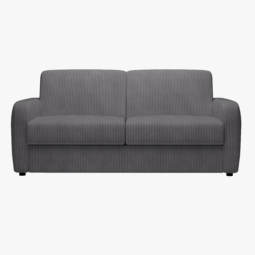 OLIVIER Canapé 3 places convertible en velours côtelé anthracite matelas Memory 14 cm