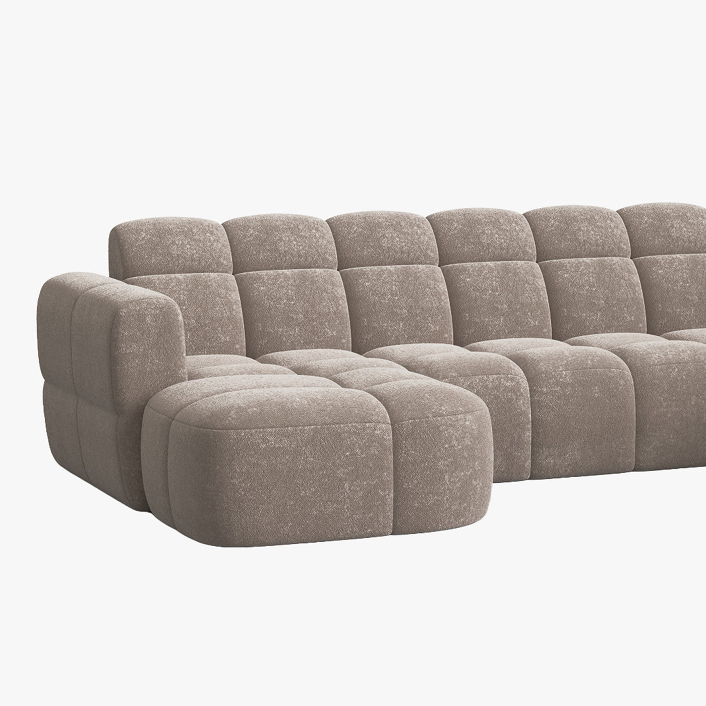 BELIZ XL Canapé panoramique tissu taupe - Angle gauche