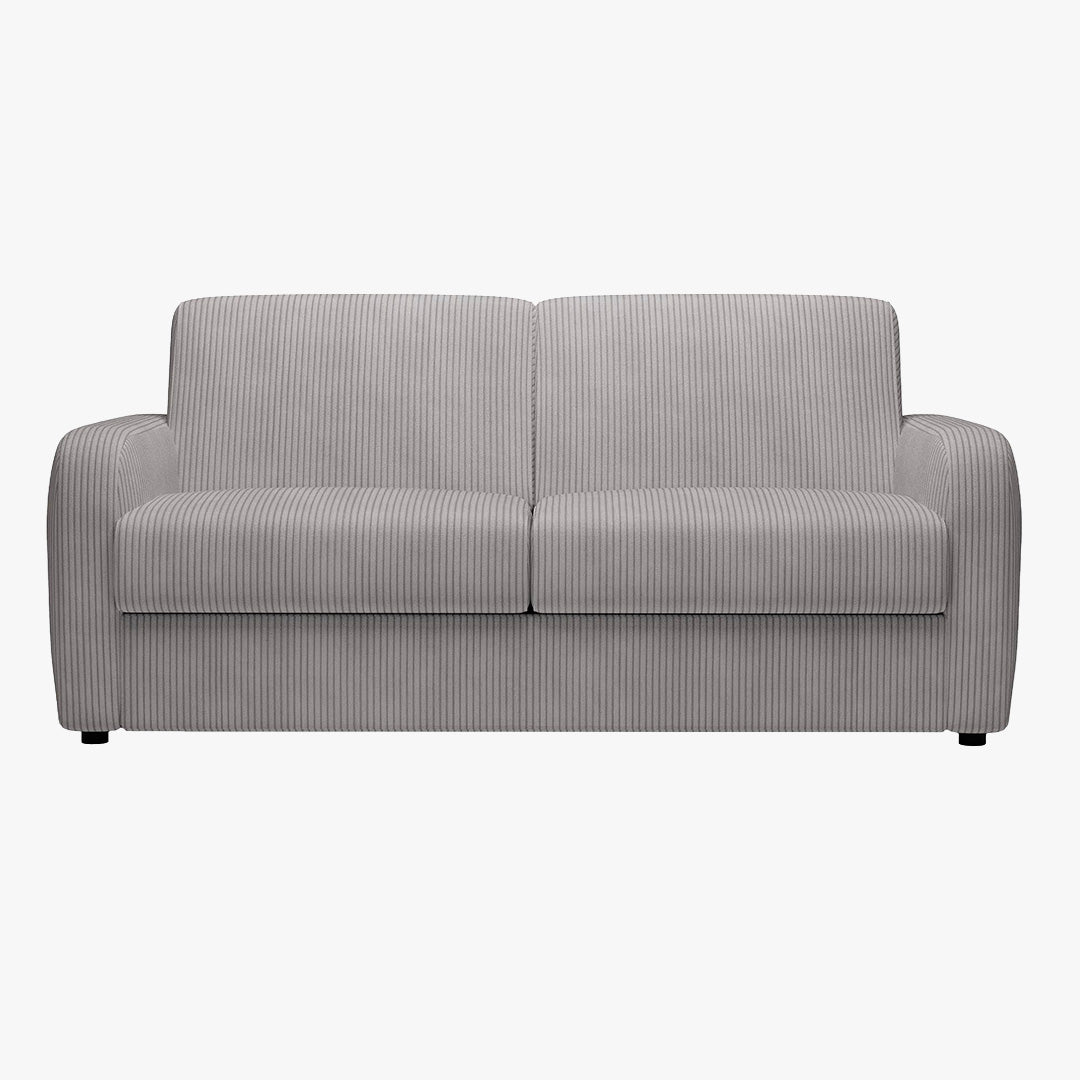OLIVIER Canapé 3 places convertible en velours côtelé gris matelas Memory 14 cm