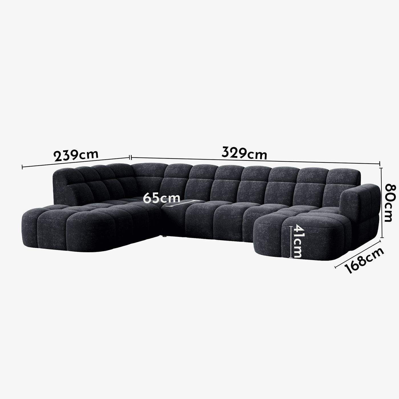 BELIZ XL Canapé panoramique tissu noir - Angle droit