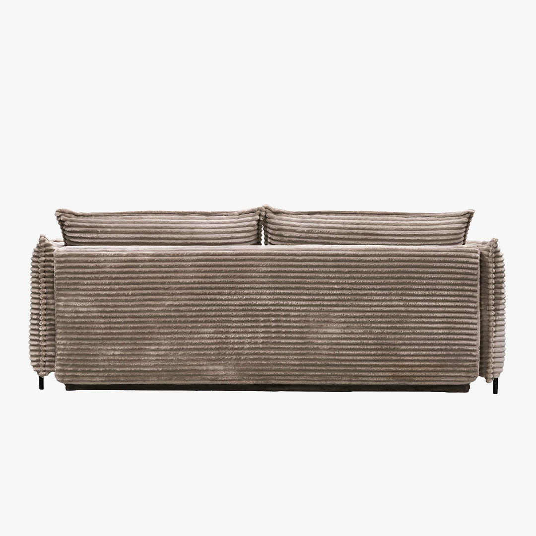MONICA Canapé 3 places convertible avec coffre velours gros côtelé taupe