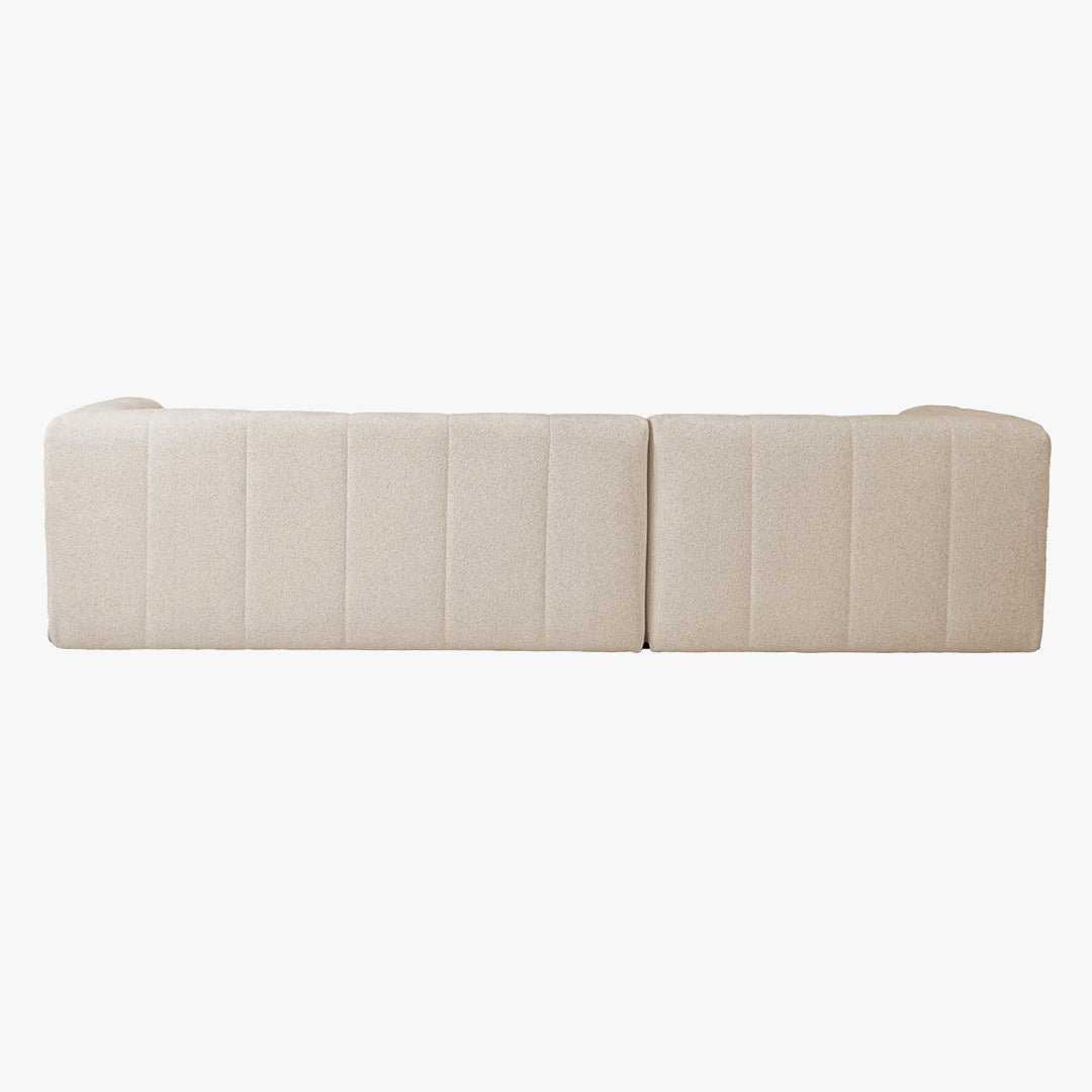 DEYNA Canapé d’angle en tissu capitonné beige - Angle gauche