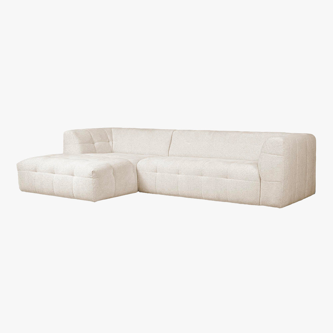 DEYNA Canapé d’angle en tissu capitonné beige - Angle gauche