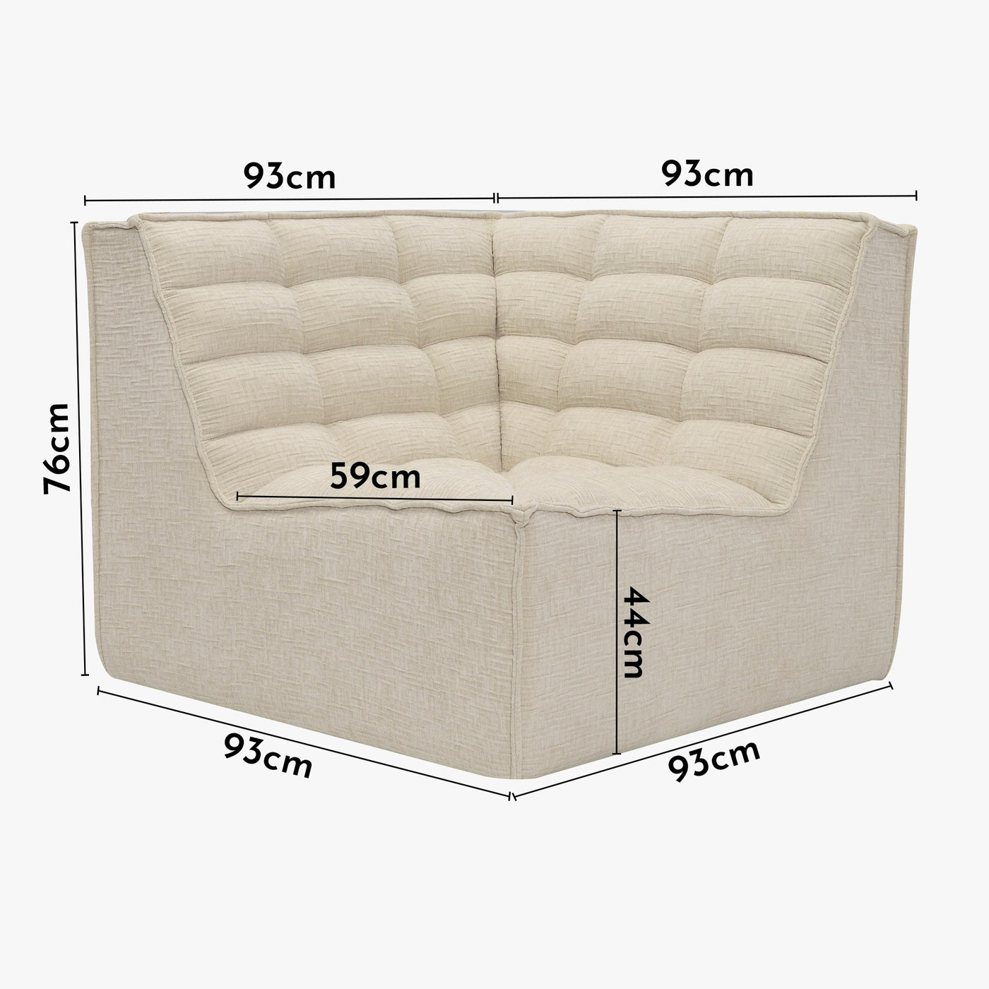 ZEYNA Fauteuil modulable angle réversible tissu beige