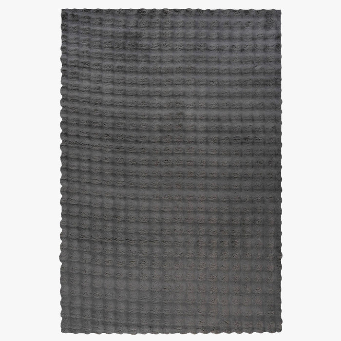 HARMONY Tapis en tissu doux à motif quadrillé gris foncé- 160x230 cm