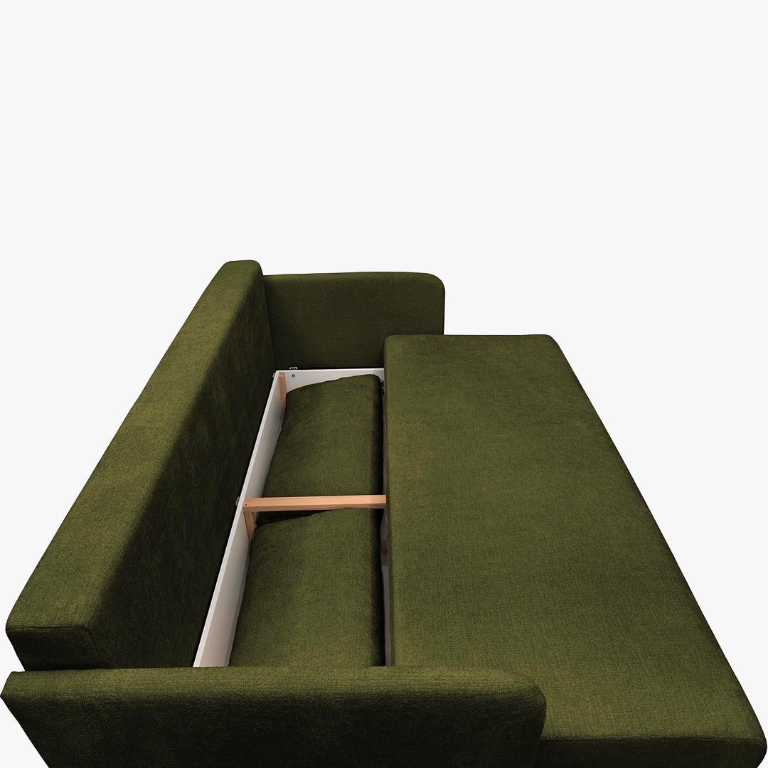 CELSY Canapé 3 places convertible avec coffre en tissu vert