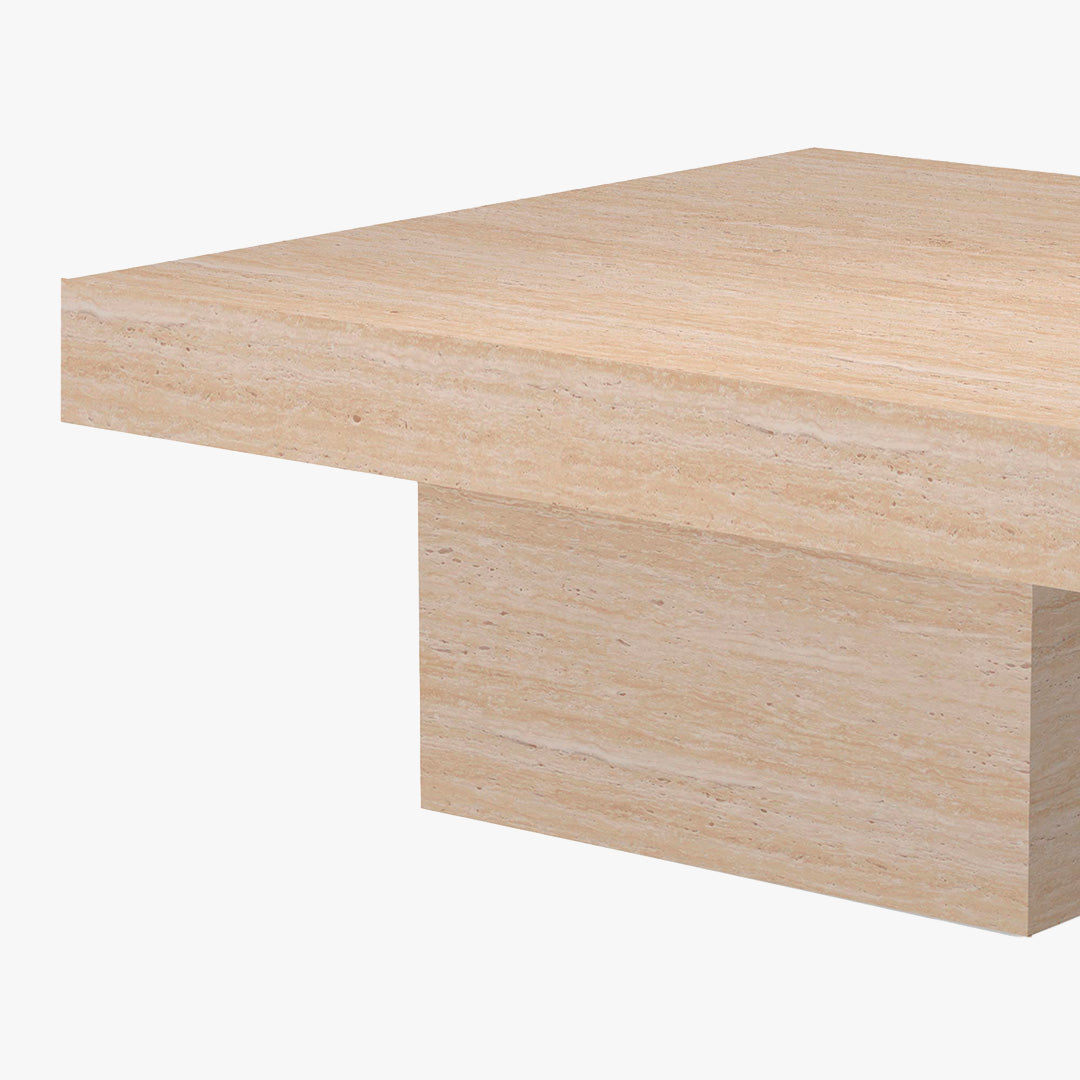 KAYZA Table basse carrée en marbre d'ingénierie couleur travertin