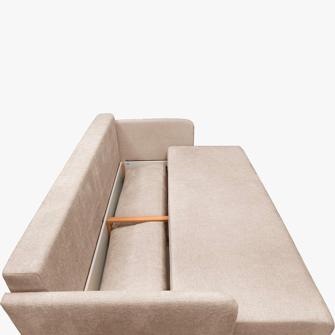 CELSY Canapé 3 places convertible avec coffre en tissu beige