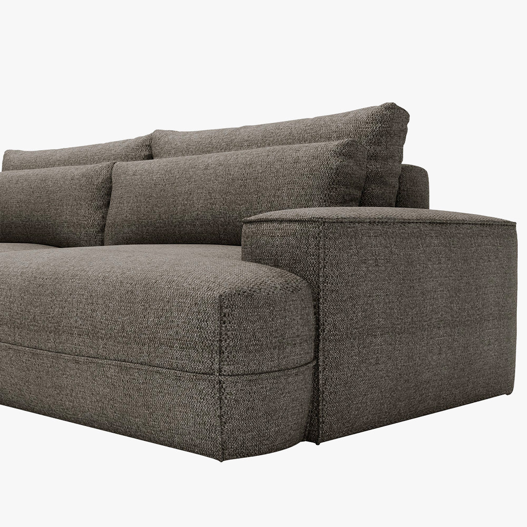 NOEMIA Canapé d'angle convertible avec coffre en tissu taupe - Angle gauche
