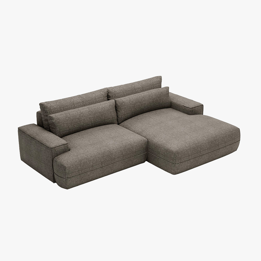 NOEMIA Canapé d'angle convertible avec coffre en tissu taupe - Angle droit