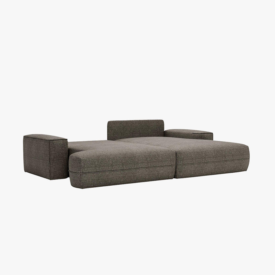 NOEMIA Canapé d'angle convertible avec coffre en tissu taupe - Angle droit