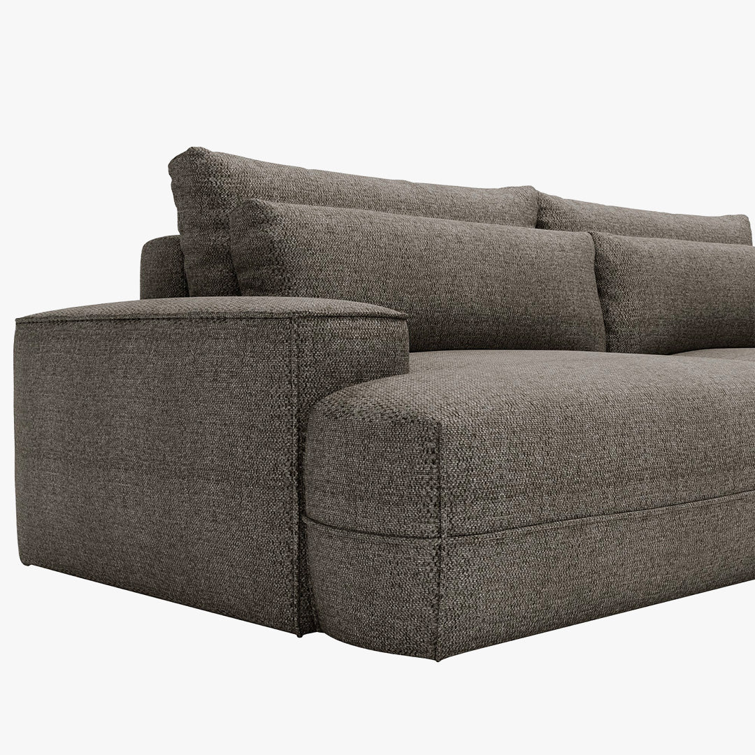 NOEMIA Canapé d'angle convertible avec coffre en tissu taupe - Angle droit
