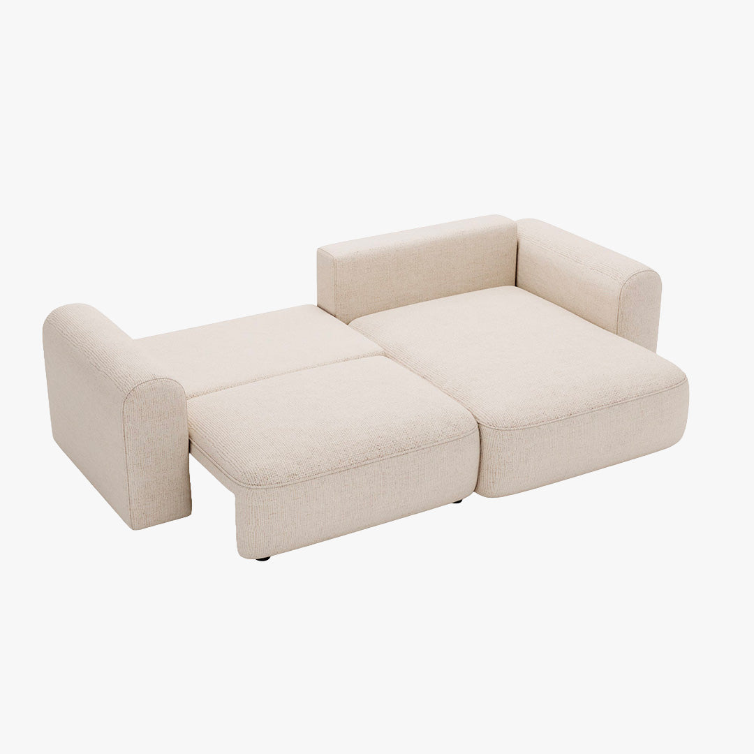 NIRA Canapé d'angle convertible réversible avec coffre en tissu beige