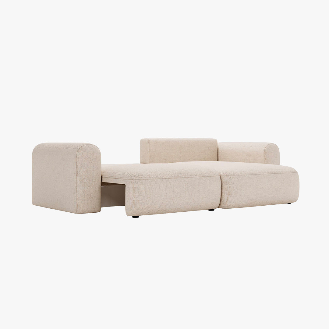 NIRA Canapé d'angle convertible réversible avec coffre en tissu beige