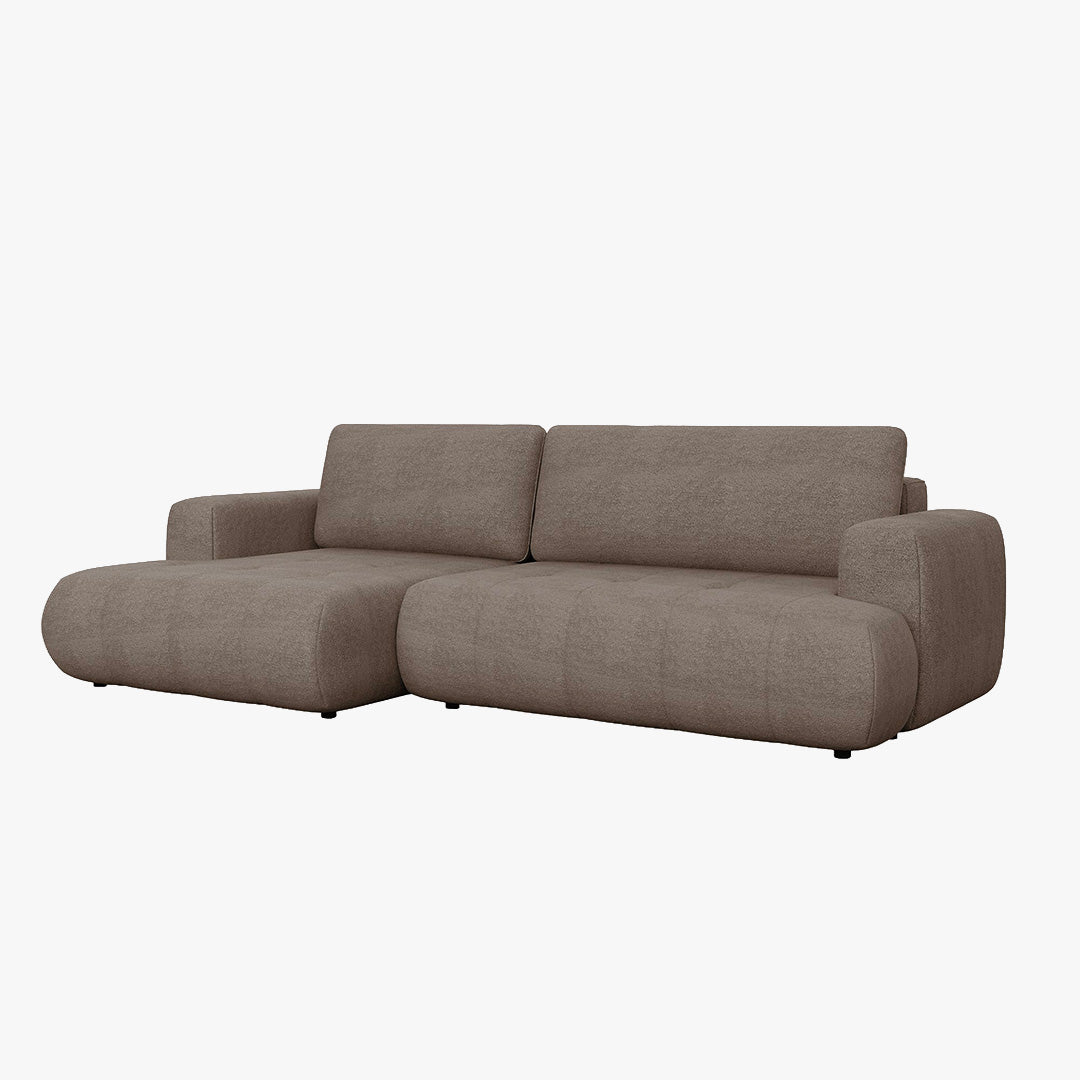 MIREL Canapé d'angle convertible en tissu marron - Angle gauche