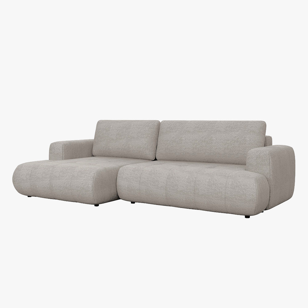 MIREL Canapé d'angle convertible en tissu taupe - Angle gauche