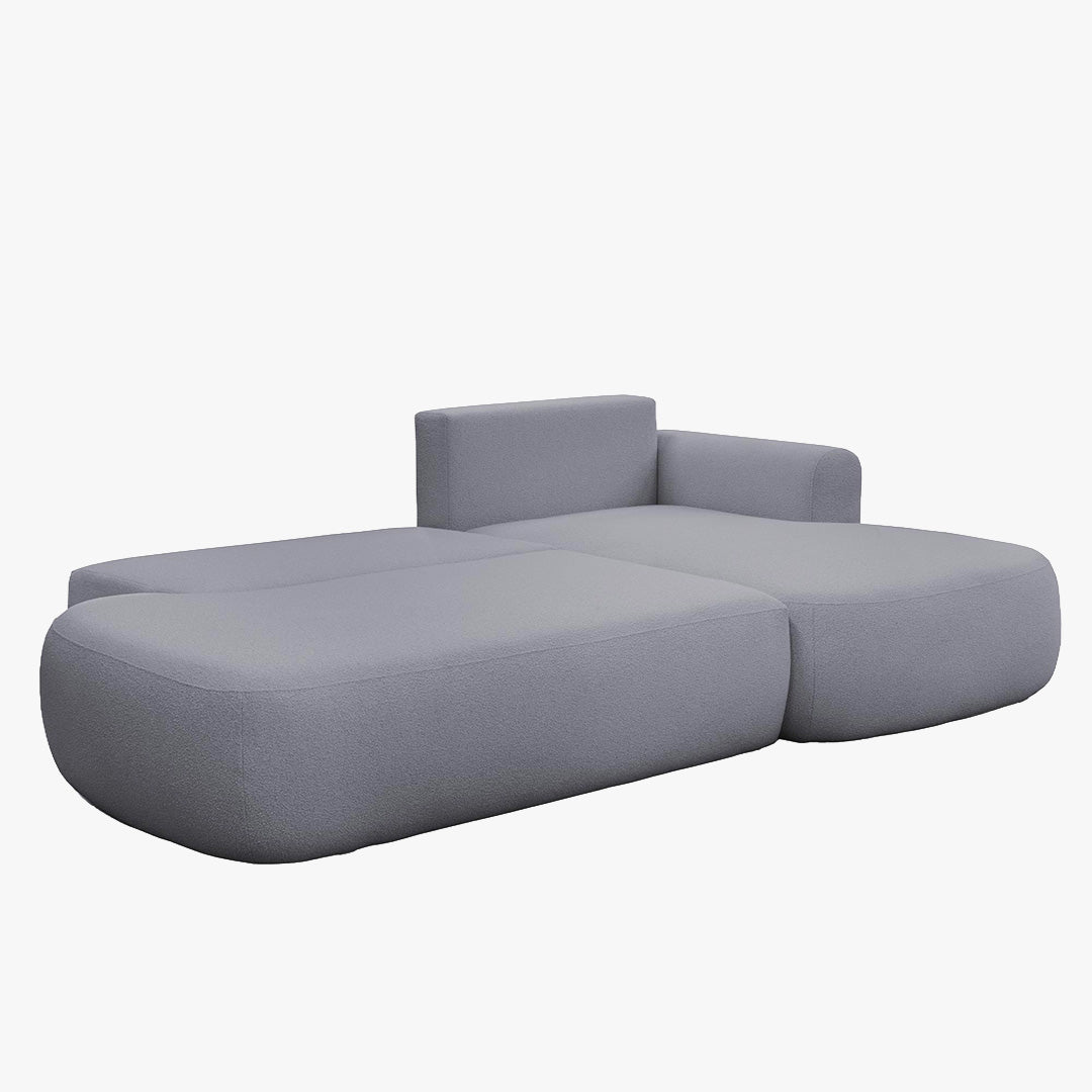 TYLAN Canapé d’angle convertible avec coffre effet peau de mouton gris - Angle droit