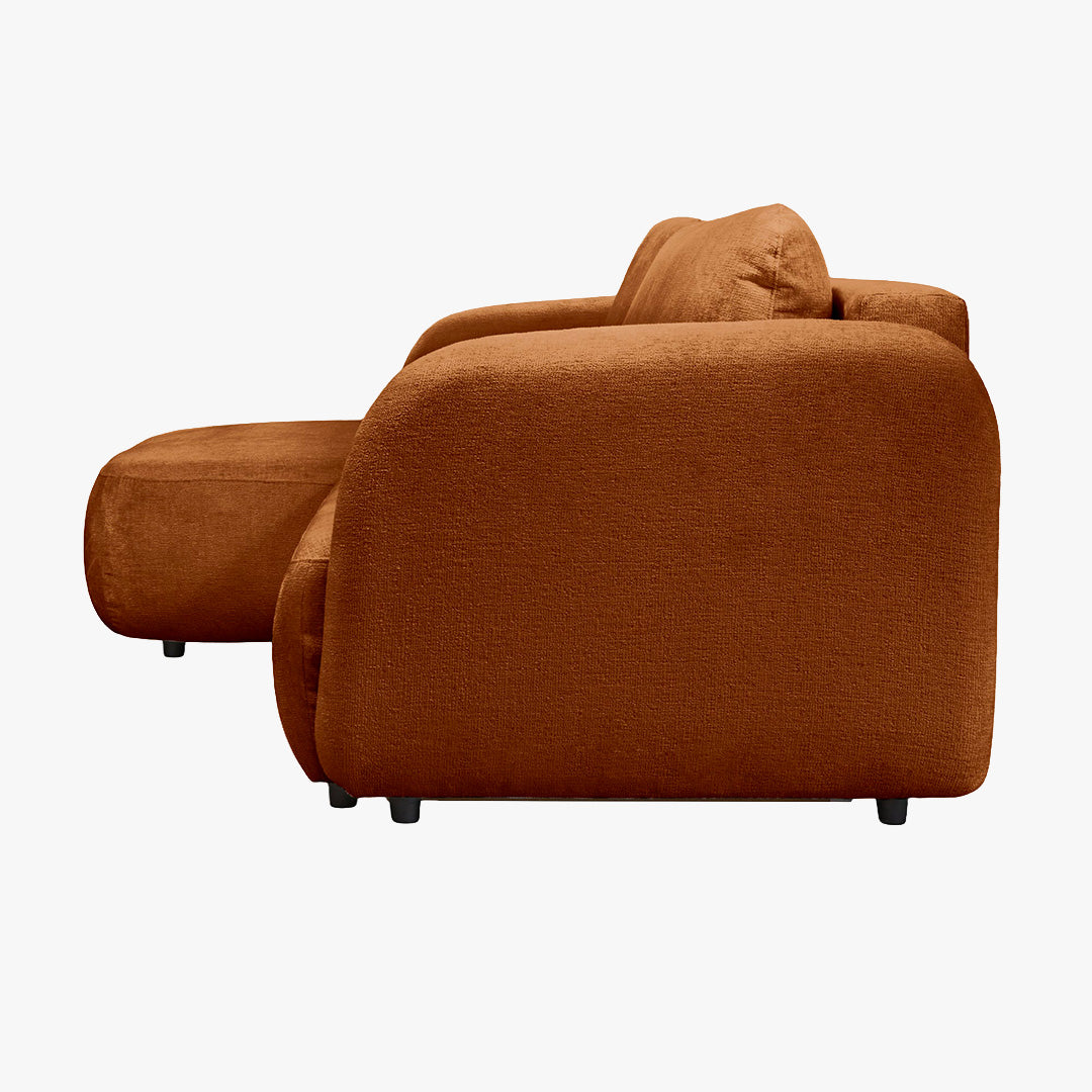 DRIXY Canapé d'angle convertible avec coffre en tissu orange - Angle gauche